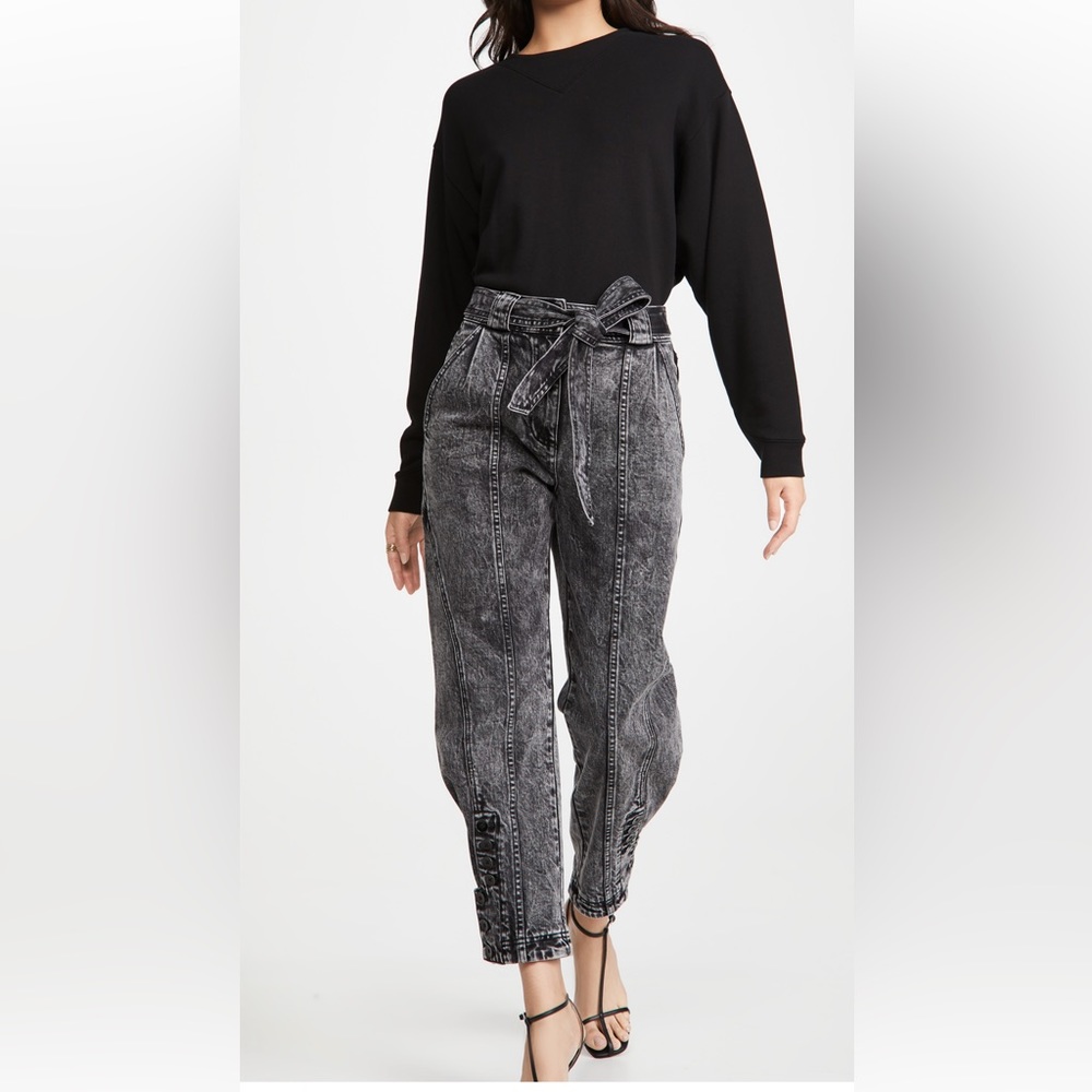 Ulla Johnson Washed Black High-Waist Paperbag Jeans